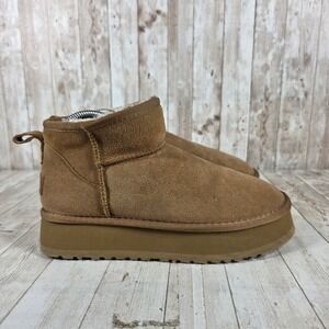 UGG Classic Ultra Mini Platform Chestnut Brown Suede Ankle Boots Women F19010D